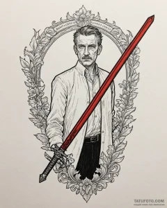 A graphic novel portrait of moff gideon with... - эскиз тату (№1752937629_0, 19.07.2025 15:07) — Tatufoto.com