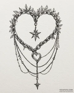 Tattoo design a delicate chain draped across... - эскиз тату (№1752938209_0, 19.07.2025 15:16) — Tatufoto.com