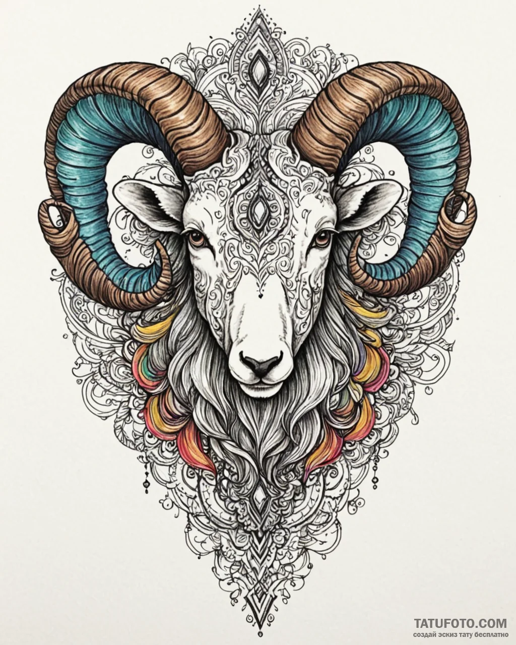 Tattoo sketch an aries ram’s head fading into… — эскиз тату (№1752939038_0, 19.07.2025 15:30) — Tatufoto.com