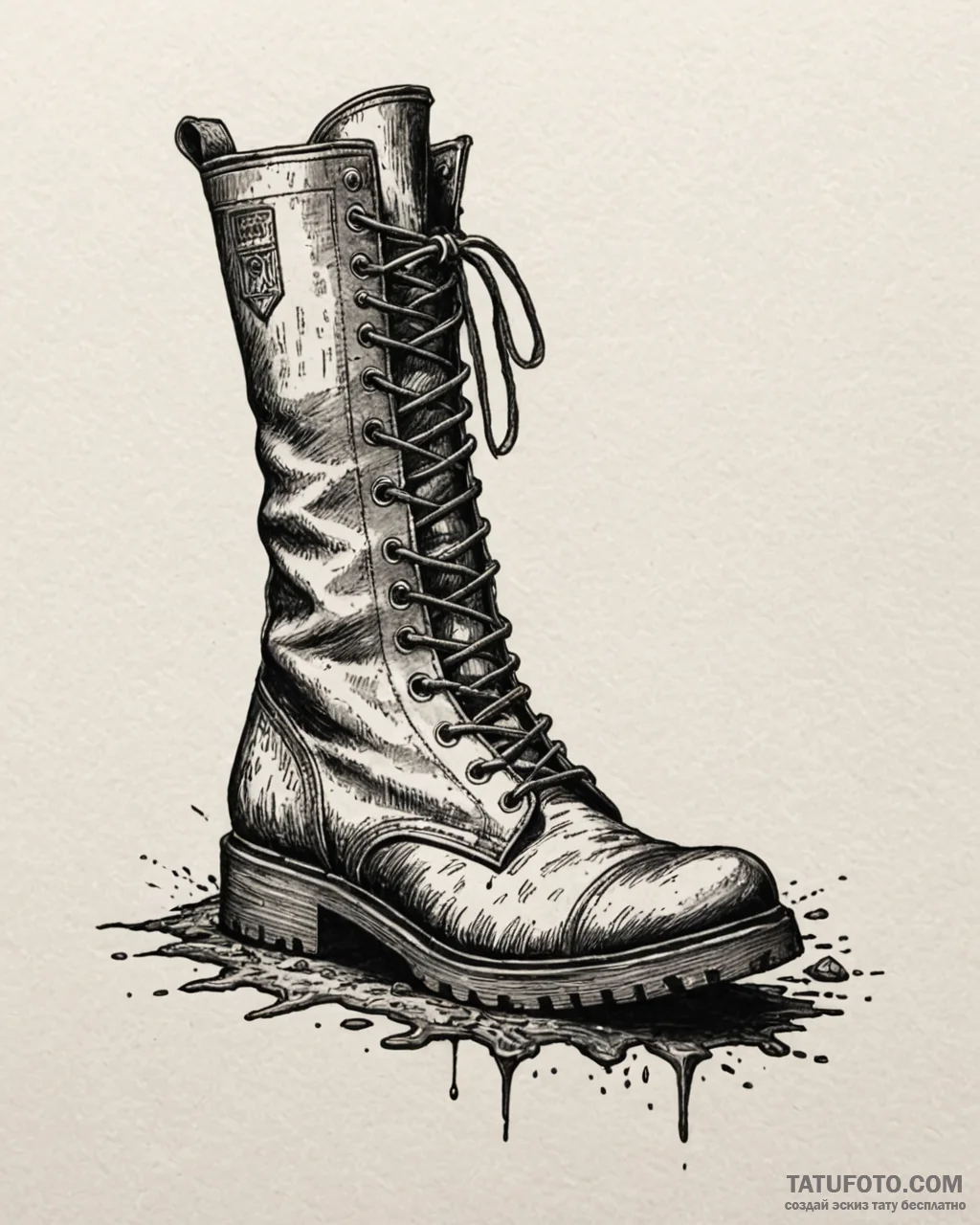 Tattoo design a combat boot print in mud or d… — эскиз тату (№1752939121_0, 19.07.2025 15:32) — Tatufoto.com