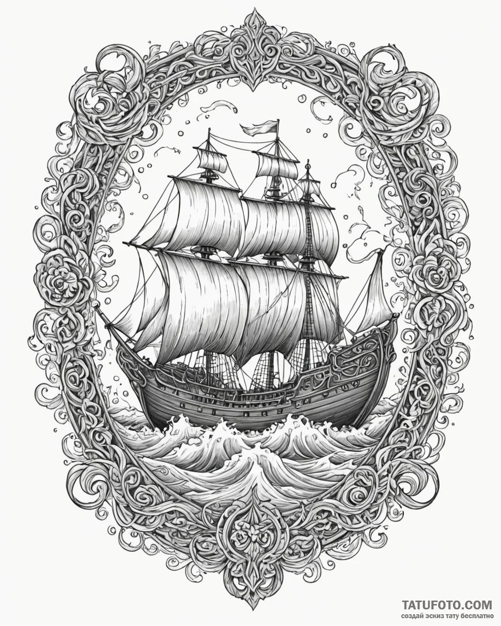 Tattoo design a stylized viking longship cutt... - эскиз тату (№1752939535_0, 19.07.2025 15:38) — Tatufoto.com