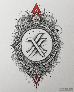 85. tattoo sketch: "krada" rune surrounded by... - эскиз тату (№1752939865_0, 19.07.2025 15:44) — Tatufoto.com