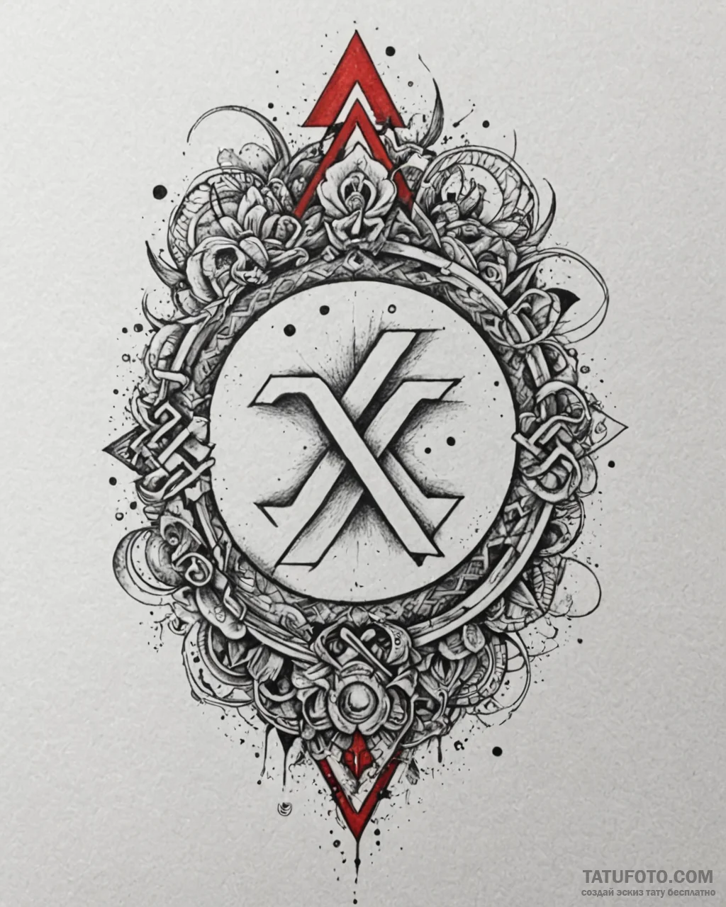 85. tattoo sketch: «krada» rune surrounded by… — эскиз тату (№1752939865_0, 19.07.2025 15:44) — Tatufoto.com