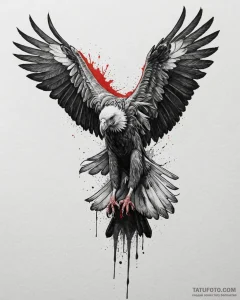 Vulture, tattoo sketch design, black and red... - эскиз тату (№1752940443_0, 19.07.2025 15:54) — Tatufoto.com