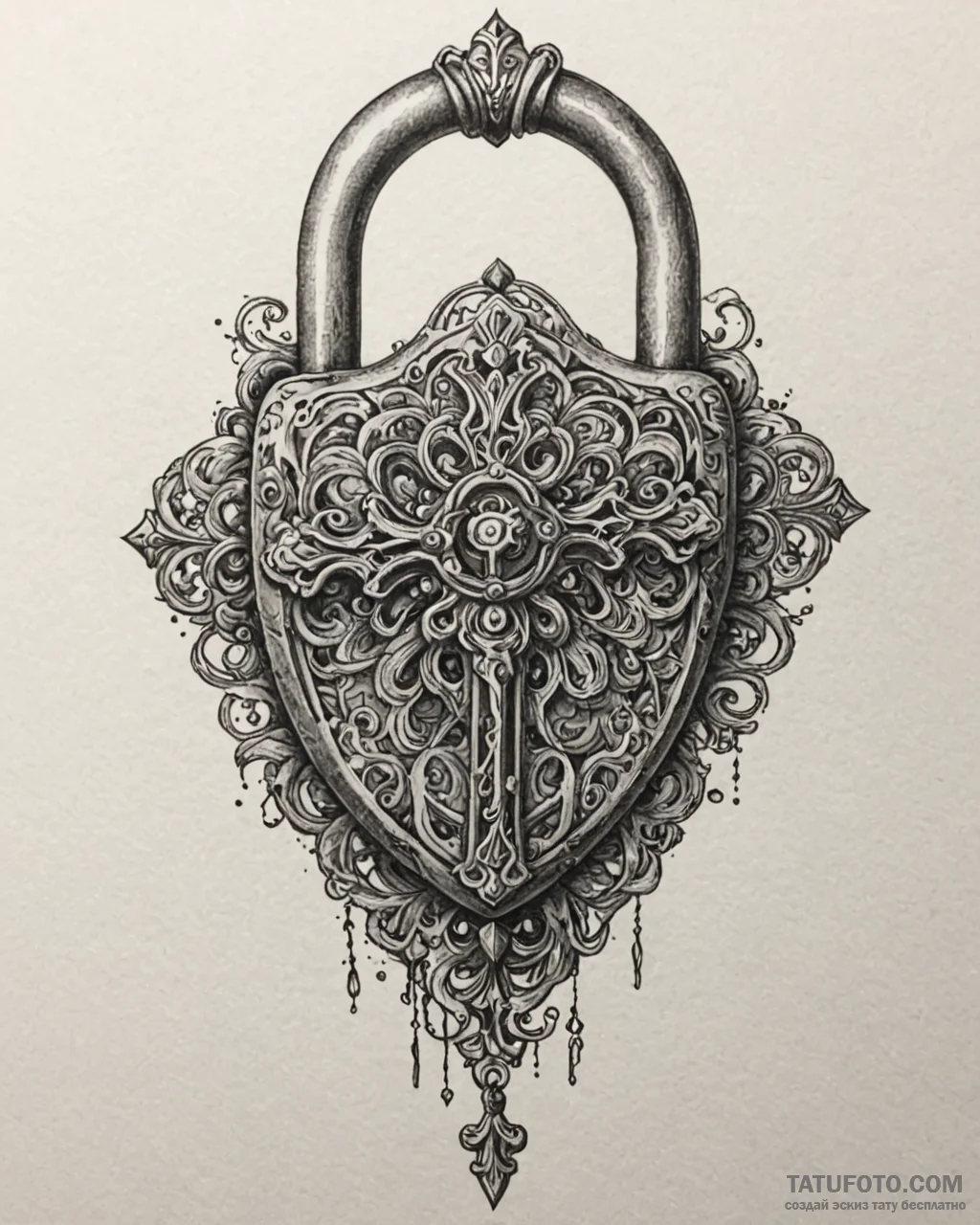 Tattoo sketch an intricate fantasy lock with… — эскиз тату (№1752940855_0, 19.07.2025 16:00) — Tatufoto.com