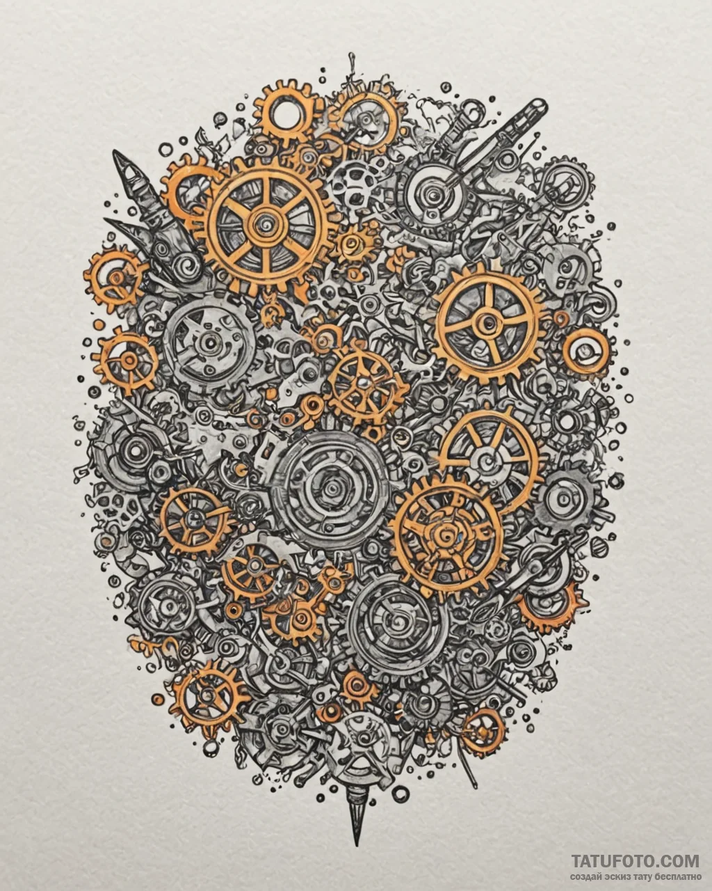 A watchmaker's workbench, filled with tiny ge... - эскиз тату (№1752941185_0, 19.07.2025 16:06) — Tatufoto.com