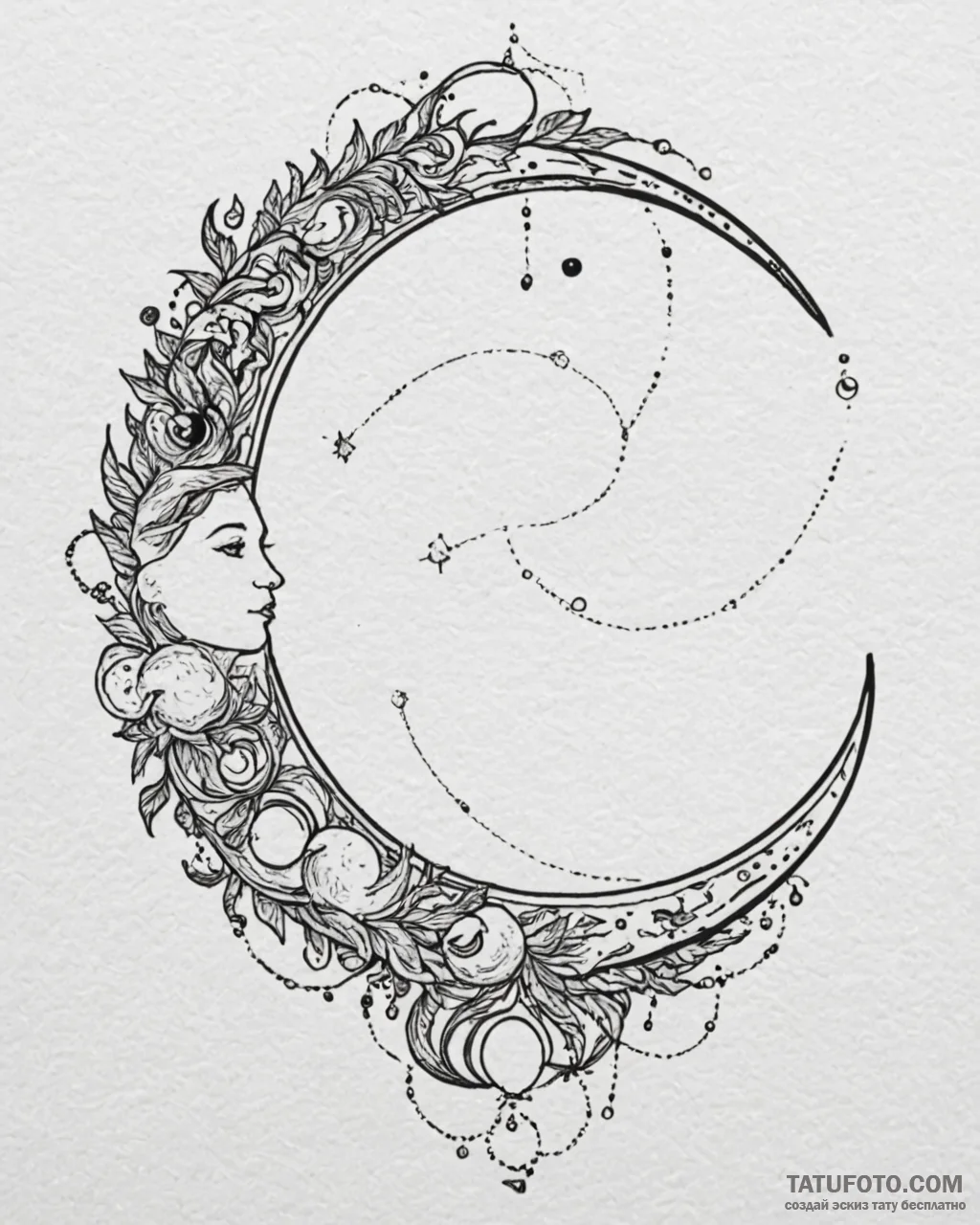 Tattoo sketch a zodiac constellation intertwi... - эскиз тату (№1752941521_0, 19.07.2025 16:12) — Tatufoto.com