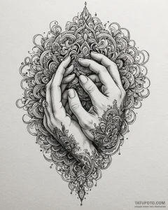 Tattoo sketch two hands clasped in a firm, lo... - эскиз тату (№1752941605_0, 19.07.2025 16:13) — Tatufoto.com