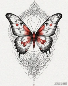 Tattoo sketch a delicate butterfly with a uni... - эскиз тату (№1752941944_0, 19.07.2025 16:19) — Tatufoto.com