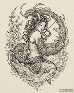 Tattoo sketch a sagittarius archer as an anci... - эскиз тату (№1752942453_0, 19.07.2025 16:27) — Tatufoto.com