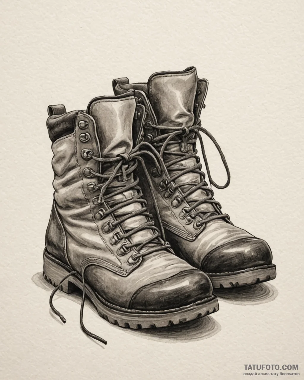 Tattoo sketch a pair of hiking boots, one on... - эскиз тату (№1752942537_0, 19.07.2025 16:28) — Tatufoto.com