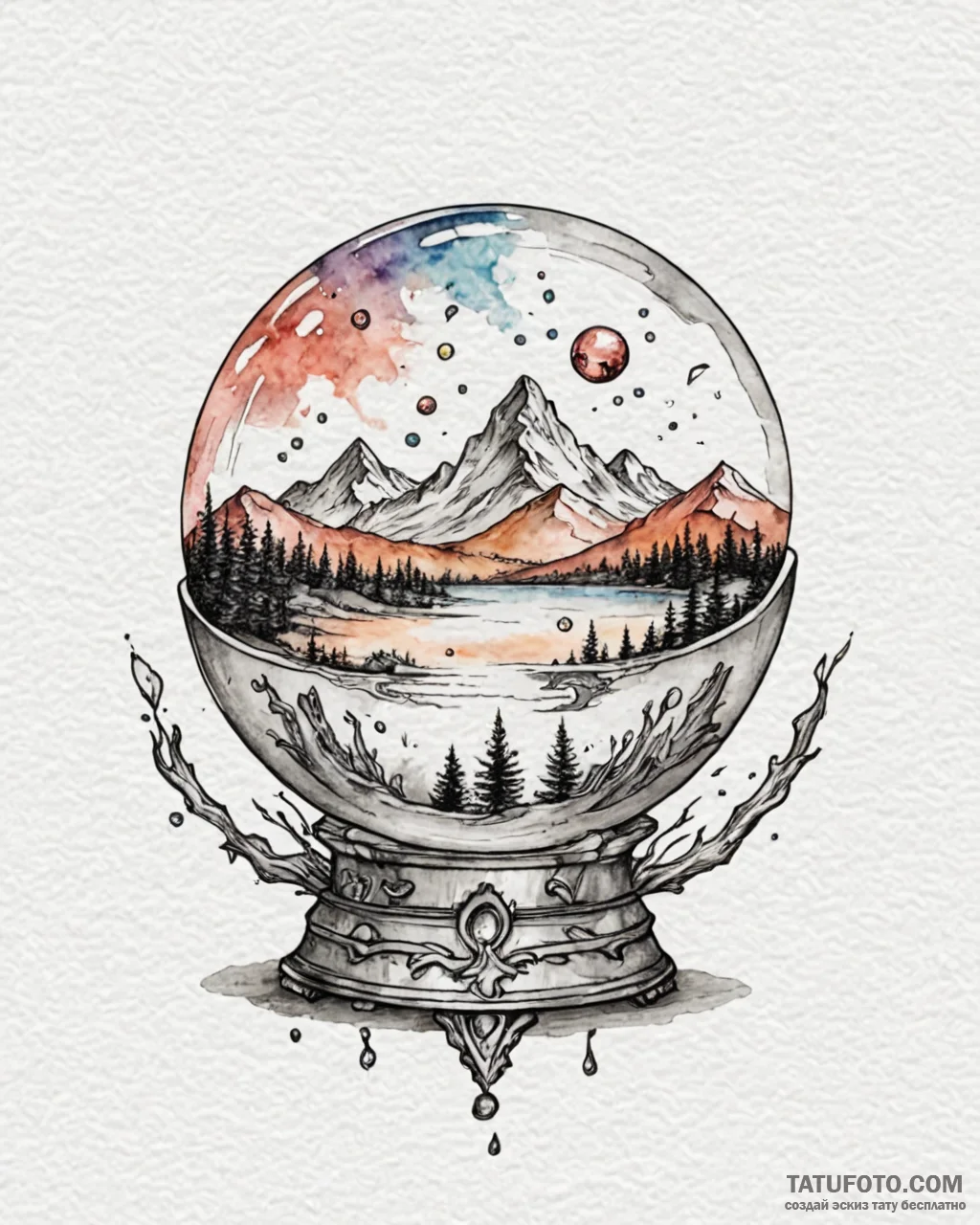 Tattoo design a crystal ball reflecting a mys… — эскиз тату (№1752942706_0, 19.07.2025 16:31) — Tatufoto.com