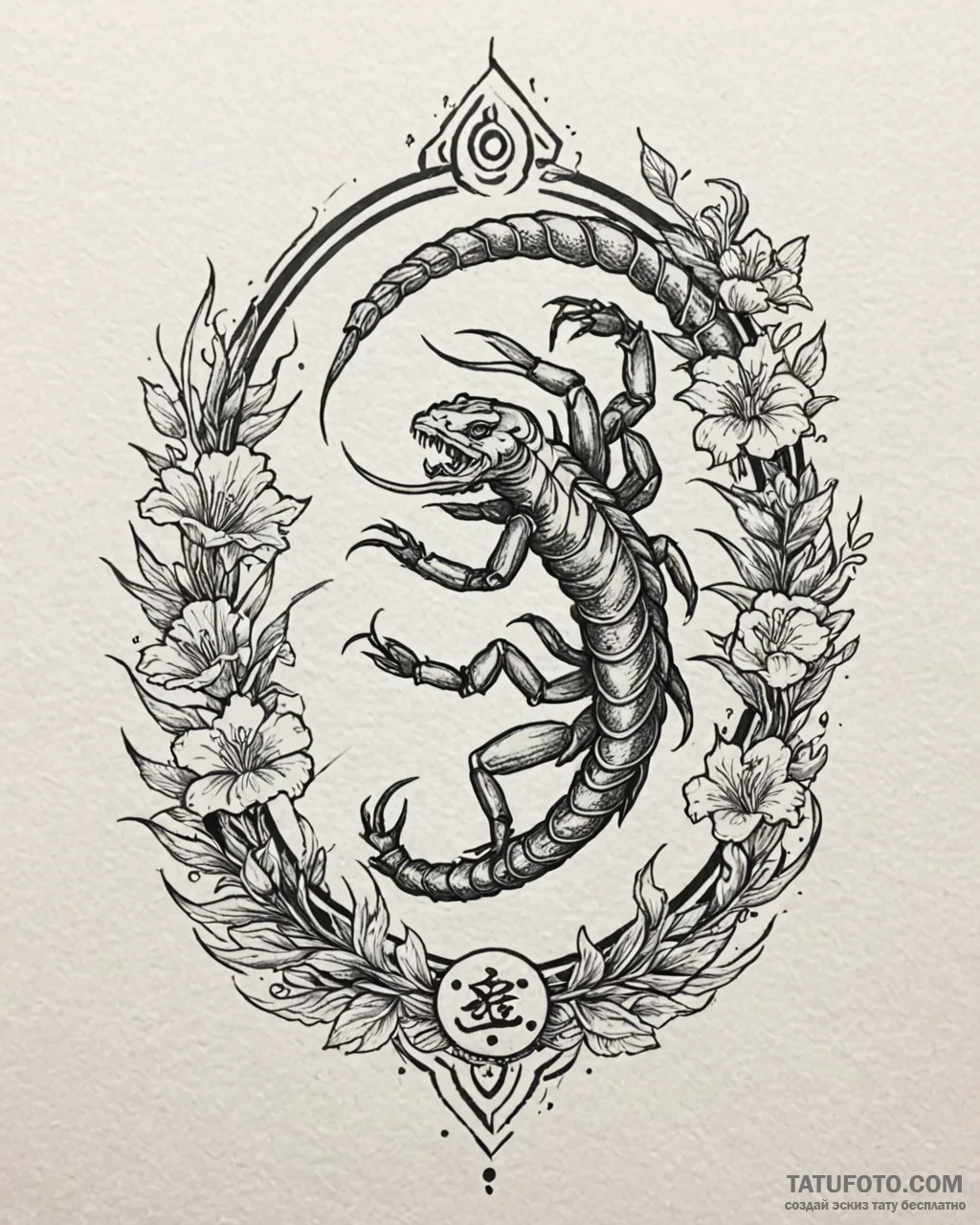 Tattoo design a scorpio scorpion, an ancient... - эскиз тату (№1752942791_0, 19.07.2025 16:33) — Tatufoto.com