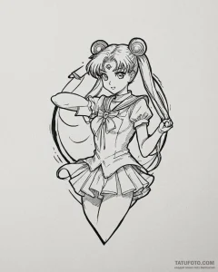A graphic novel portrait of sailor moon, in h... - эскиз тату (№1752943302_0, 19.07.2025 16:41) — Tatufoto.com