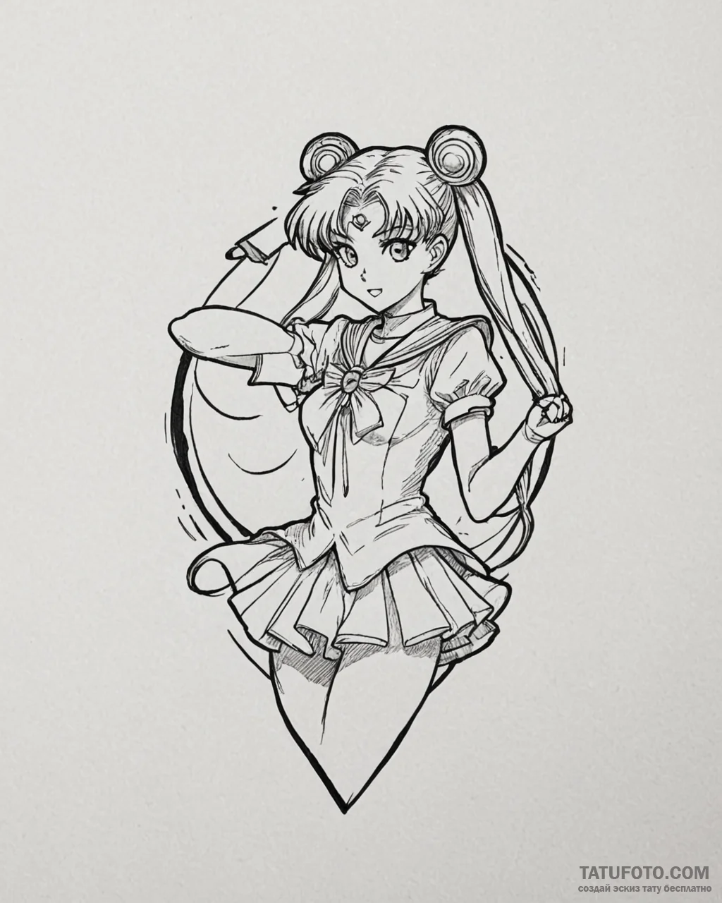 A graphic novel portrait of sailor moon, in h... - эскиз тату (№1752943302_0, 19.07.2025 16:41) — Tatufoto.com
