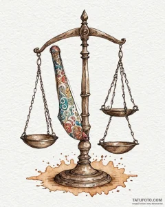 Tattoo sketch libra's scales, appearing as an... - эскиз тату (№1752943471_0, 19.07.2025 16:44) — Tatufoto.com