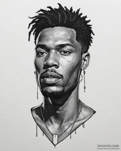 A neo-traditional portrait of marsellus walla... - эскиз тату (№1752943641_0, 19.07.2025 16:47) — Tatufoto.com