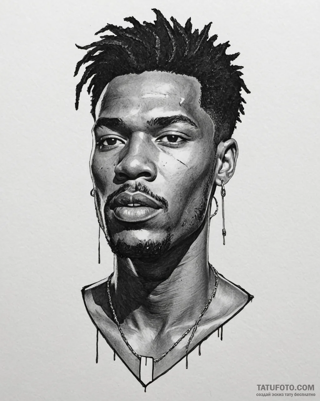 A neo-traditional portrait of marsellus walla… — эскиз тату (№1752943641_0, 19.07.2025 16:47) — Tatufoto.com
