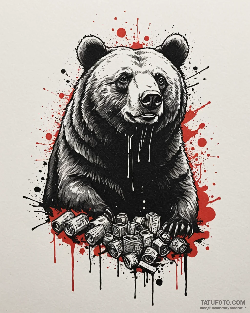 Bear, tattoo flash sheet design, on a clean w... - эскиз тату (№1752943978_0, 19.07.2025 16:52) — Tatufoto.com