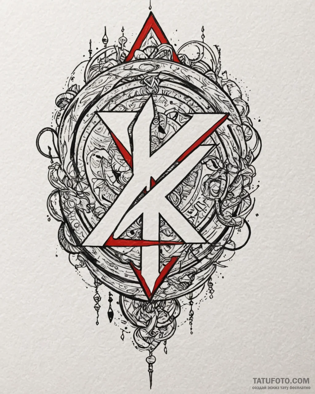 144. tattoo design: a minimalist "potok" rune... - эскиз тату (№1752946483_0, 19.07.2025 17:34) — Tatufoto.com