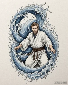 Watercolor sketch of obi-wan kenobi as a forc... - эскиз тату (№1752946569_0, 19.07.2025 17:36) — Tatufoto.com