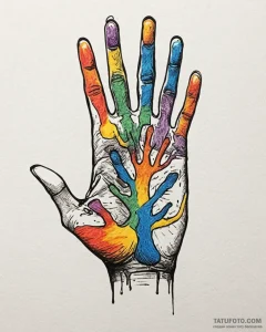 Tattoo sketch a subtle 'handprint' of a lost... - эскиз тату (№1752946993_0, 19.07.2025 17:43) — Tatufoto.com