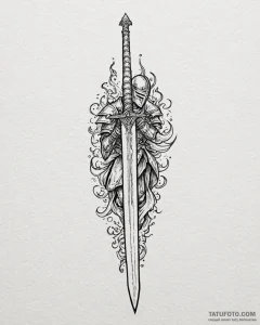 Tattoo design a knight's sword plunged into t... - эскиз тату (№1752947330_0, 19.07.2025 17:48) — Tatufoto.com