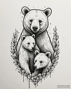 Tattoo design a mother bear and her cub(s) fo... - эскиз тату (№1752947415_0, 19.07.2025 17:50) — Tatufoto.com