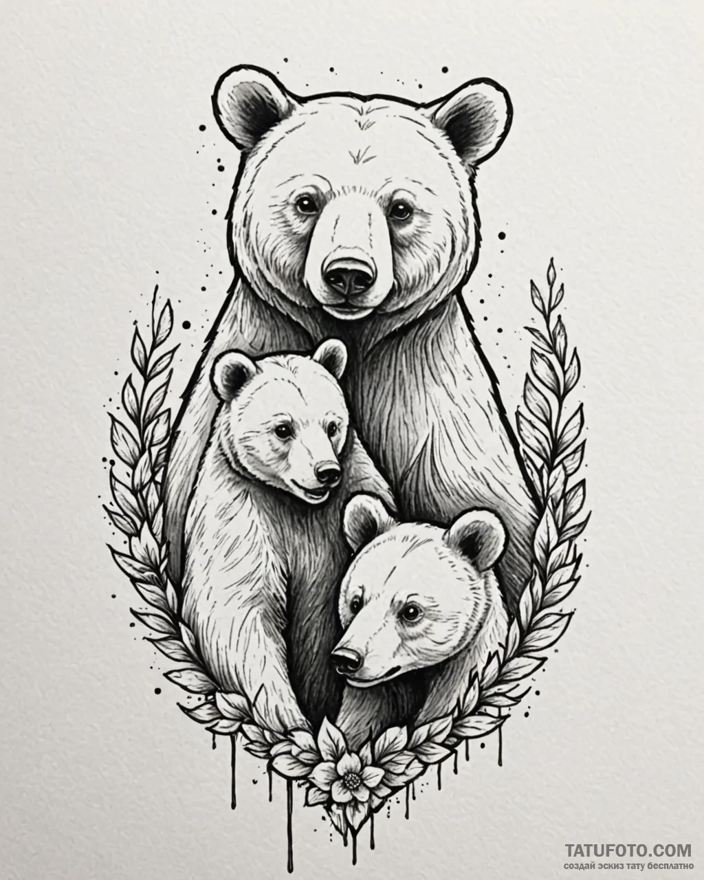 Tattoo design a mother bear and her cub(s) fo... - эскиз тату (№1752947415_0, 19.07.2025 17:50) — Tatufoto.com