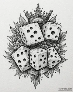 Tattoo design a pair of dice with crowns on t... - эскиз тату (№1752947921_0, 19.07.2025 17:58) — Tatufoto.com