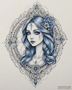 A neo-traditional tattoo of the corpse bride,... - эскиз тату (№1752948006_0, 19.07.2025 18:00) — Tatufoto.com