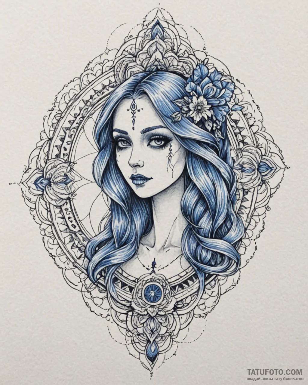 A neo-traditional tattoo of the corpse bride,… — эскиз тату (№1752948006_0, 19.07.2025 18:00) — Tatufoto.com
