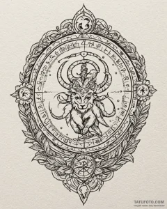 Tattoo sketch a zodiac glyph incorporated int... - эскиз тату (№1752949189_0, 19.07.2025 18:19) — Tatufoto.com