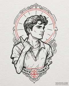 A linework tattoo of the "think, mark, think!... - эскиз тату (№1752950117_0, 19.07.2025 18:35) — Tatufoto.com