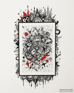 Tattoo sketch a broken crt screen showing sta... - эскиз тату (№1752950201_0, 19.07.2025 18:36) — Tatufoto.com