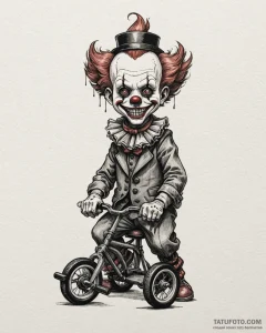 A neo-traditional tattoo of the creepy clown... - эскиз тату (№1752950539_0, 19.07.2025 18:42) — Tatufoto.com
