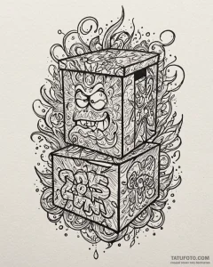 Linework tattoo of the gom jabbar and the box... - эскиз тату (№1752951047_0, 19.07.2025 18:50) — Tatufoto.com