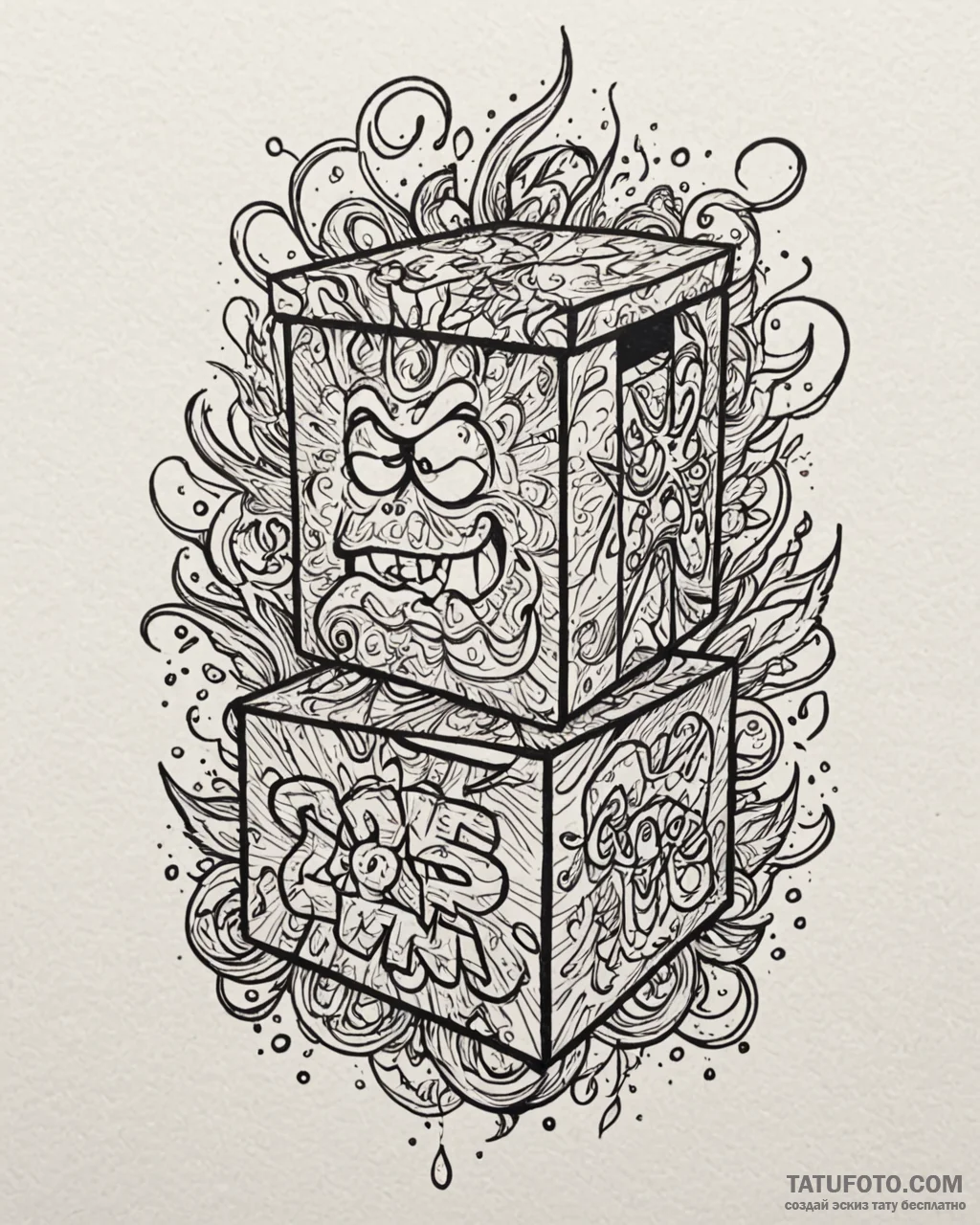 Linework tattoo of the gom jabbar and the box... - эскиз тату (№1752951047_0, 19.07.2025 18:50) — Tatufoto.com