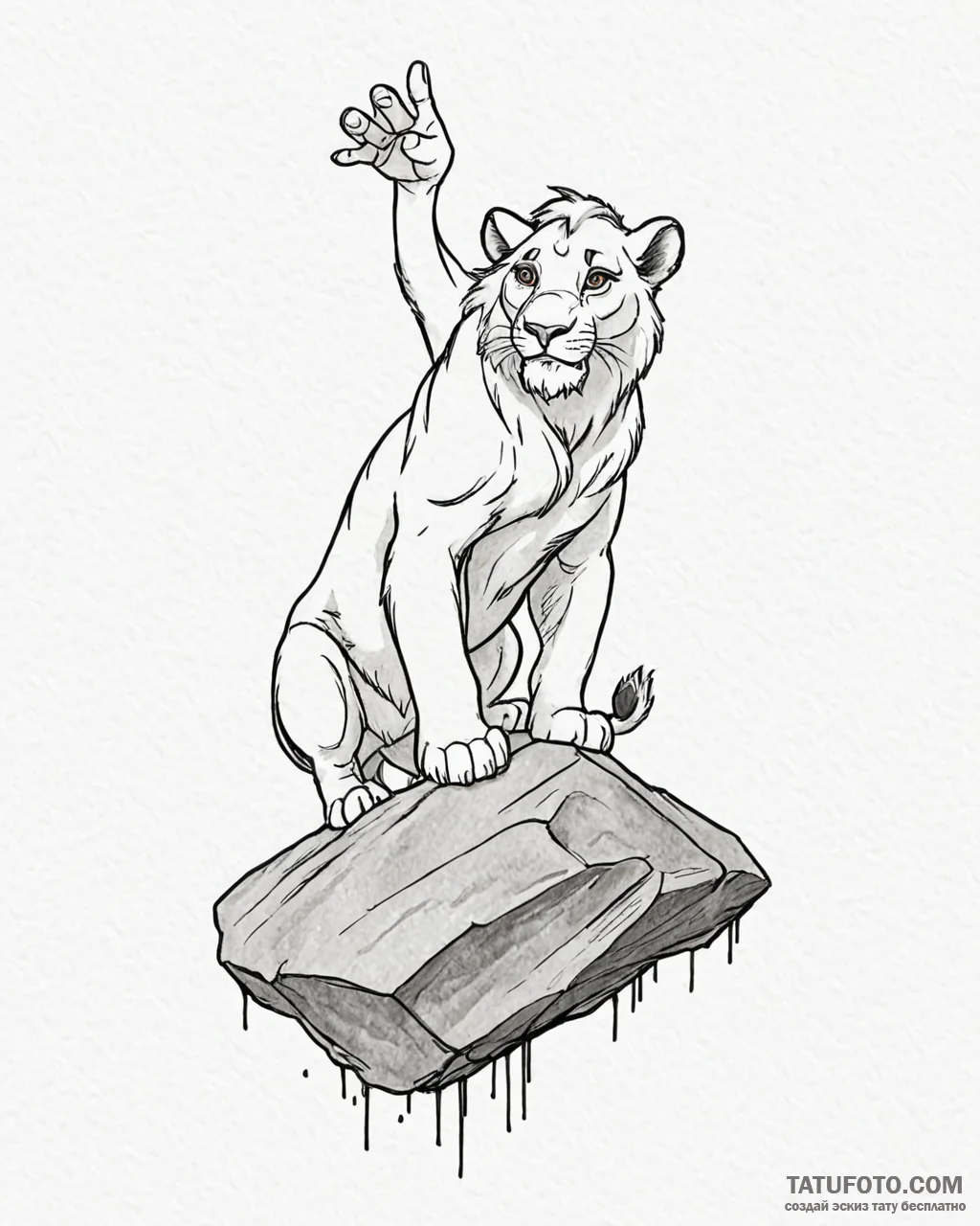 A watercolor sketch of simba from the lion ki... - эскиз тату (№1752951217_0, 19.07.2025 18:53) — Tatufoto.com