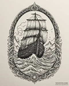 Tattoo sketch a powerful viking longship cutt... - эскиз тату (№1752951893_0, 19.07.2025 19:04) — Tatufoto.com