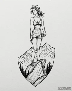 Tattoo sketch a minimalist silhouette of a wo... - эскиз тату (№1752952061_0, 19.07.2025 19:07) — Tatufoto.com