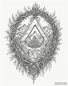 102. tattoo design: a "opora" rune integrated... - эскиз тату (№1752952652_0, 19.07.2025 19:17) — Tatufoto.com