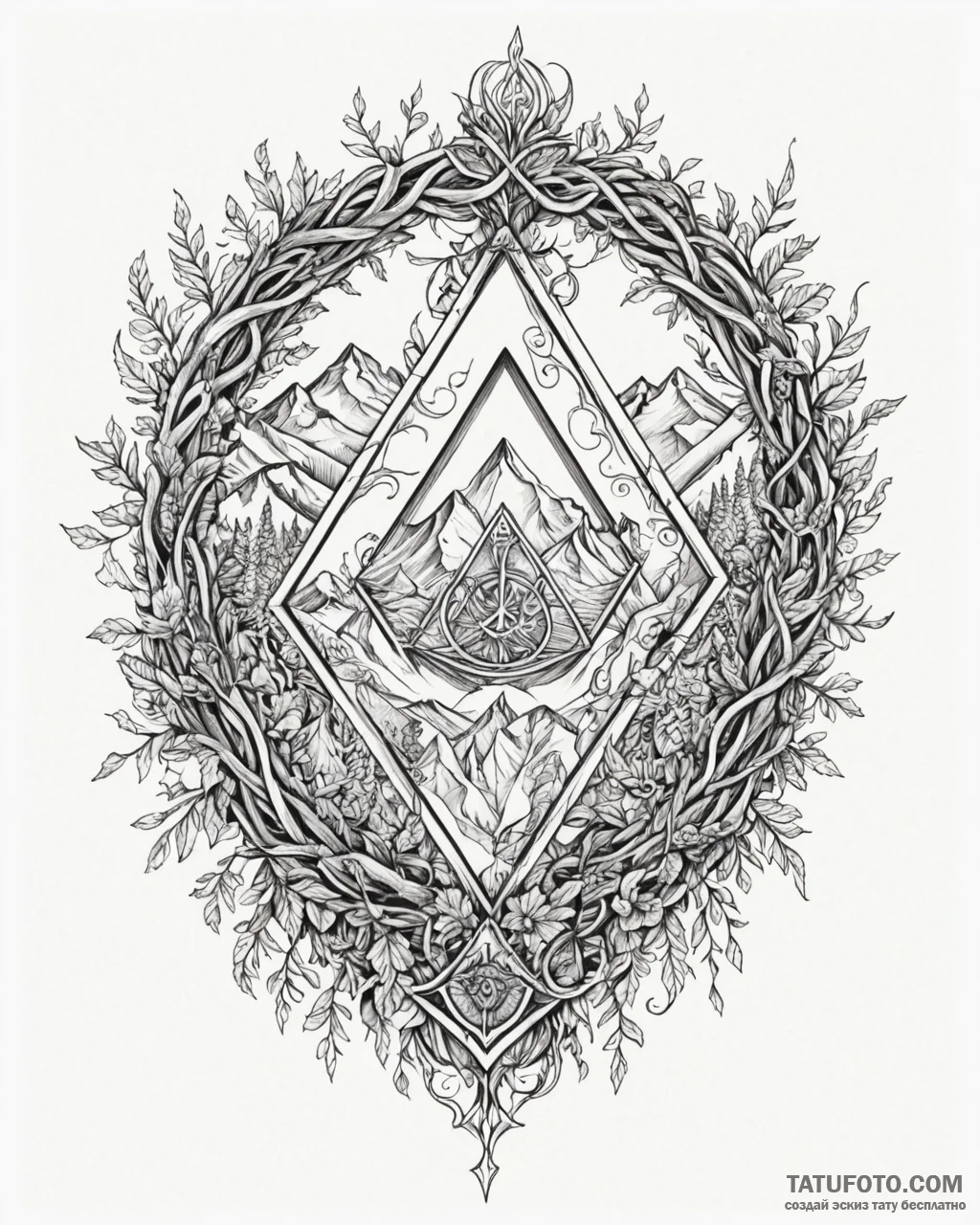 102. tattoo design: a «opora» rune integrated… — эскиз тату (№1752952652_0, 19.07.2025 19:17) — Tatufoto.com