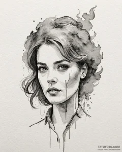 A watercolor sketch of shosanna's face projec... - эскиз тату (№1752953076_0, 19.07.2025 19:24) — Tatufoto.com