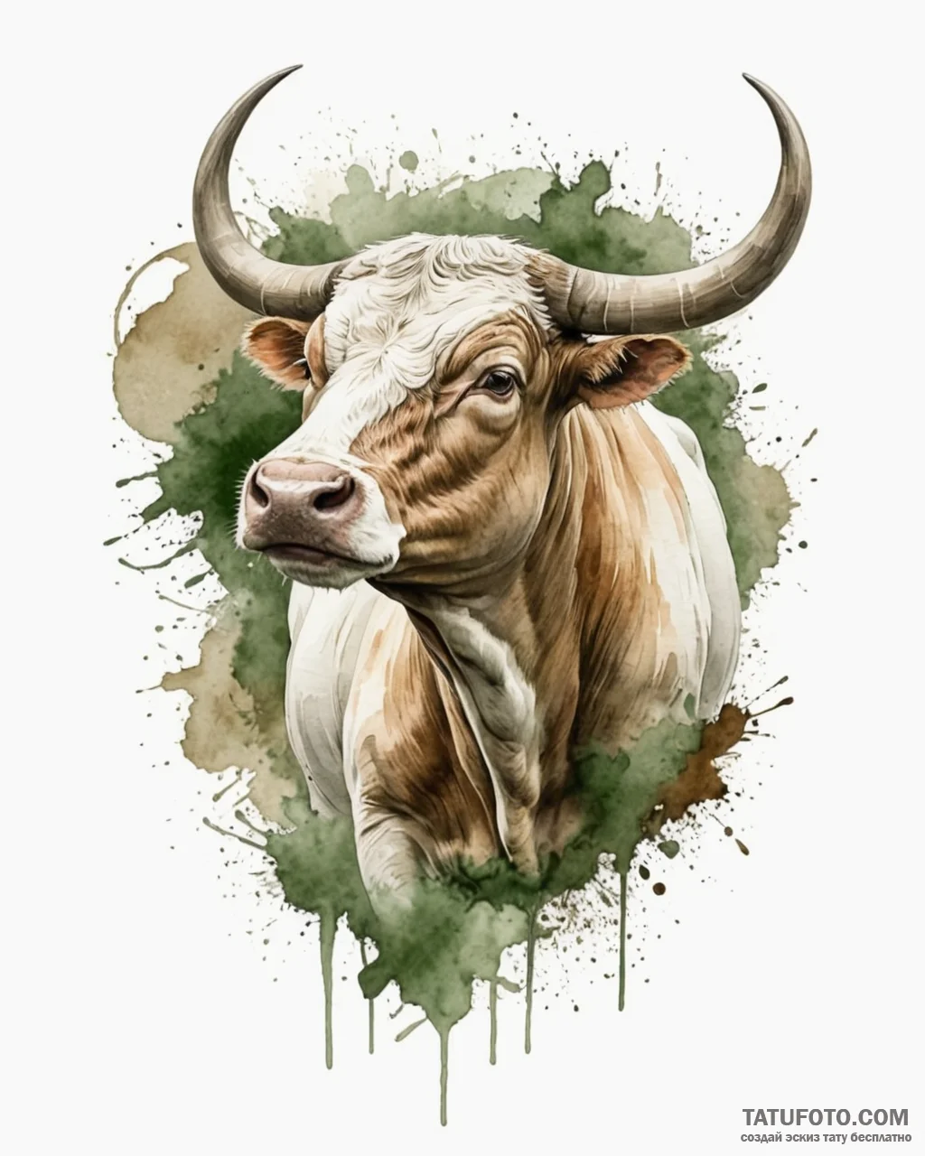 Tattoo design a serene taurus bull, with eart… — эскиз тату (№1752953497_0, 19.07.2025 19:31) — Tatufoto.com