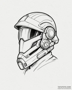 Tattoo design a sleek, futuristic soldier's h... - эскиз тату (№1752953666_0, 19.07.2025 19:34) — Tatufoto.com