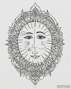Tattoo sketch a simple, happy sun or moon wit... - эскиз тату (№1752954257_0, 19.07.2025 19:44) — Tatufoto.com