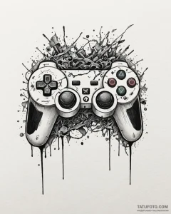 Tattoo sketch a broken controller symbolizing... - эскиз тату (№1752955358_0, 19.07.2025 20:02) — Tatufoto.com