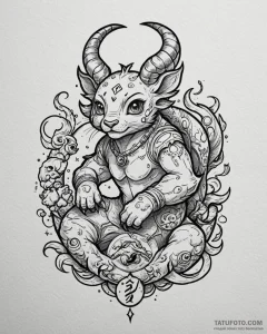 Tattoo design a cartoon version of the zodiac... - эскиз тату (№1752955782_0, 19.07.2025 20:09) — Tatufoto.com