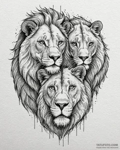 Tattoo design a lion and lioness together, sy... - эскиз тату (№1752956206_0, 19.07.2025 20:16) — Tatufoto.com